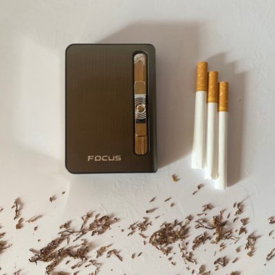 Портсигар із запальничкою турбо на 10 сигарет HL-149 фото